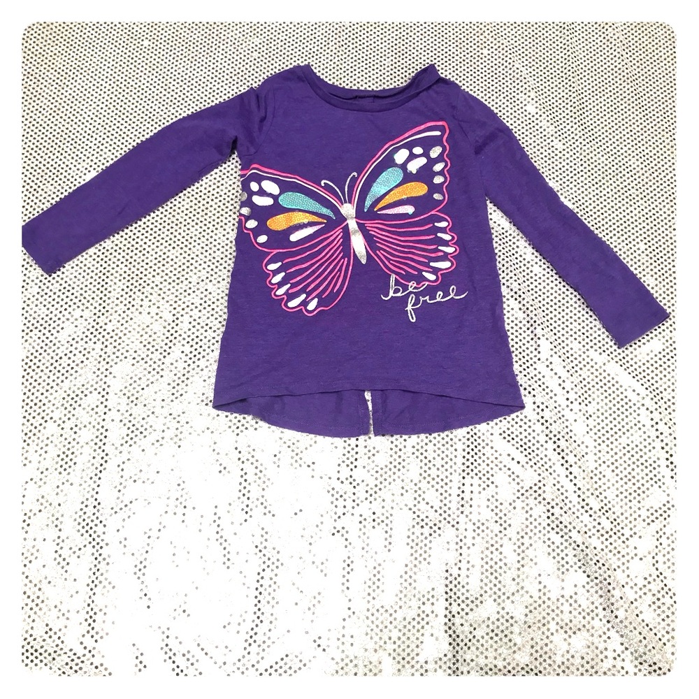 Girls Purple Butterfly Top